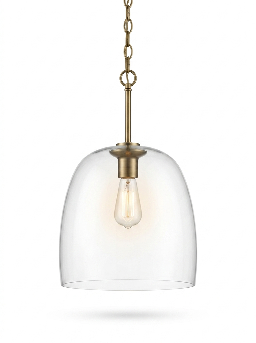 Elegant Glass Pendant Light with Adjustable Chain — studio white