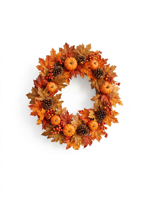 22 Inch Artificial Fall Wreath — studio white