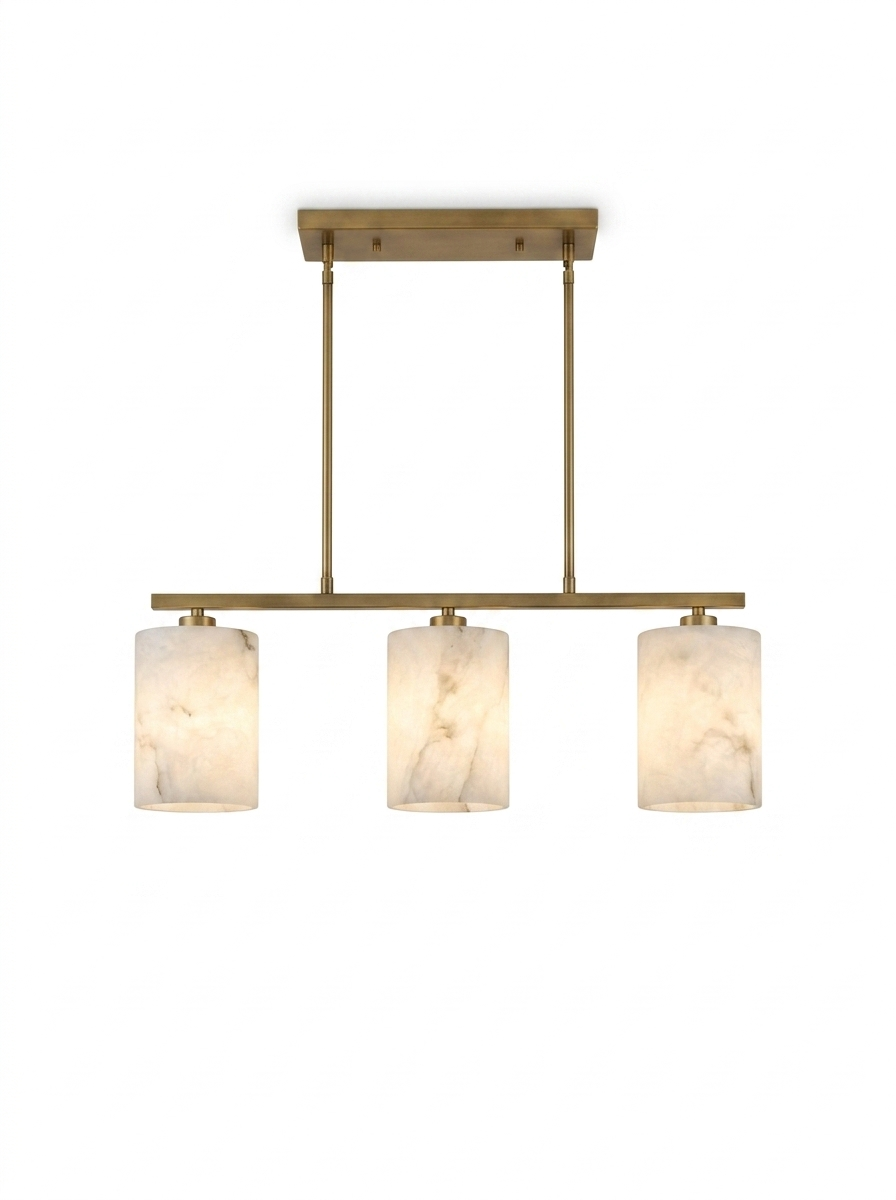 Natural Alabaster Linear Island Chandelier — studio white