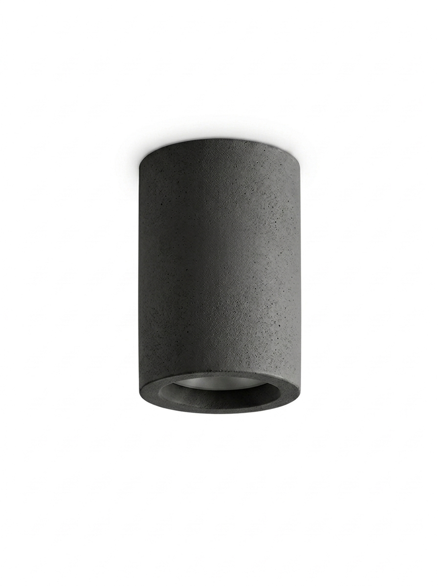 Joss concrete LED downlight in gray-black charcoal finish on a studio white background