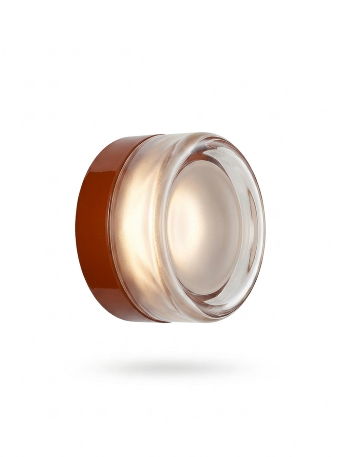Corin dimple-glass wall sconce in burnt-orange enamel on a studio white background