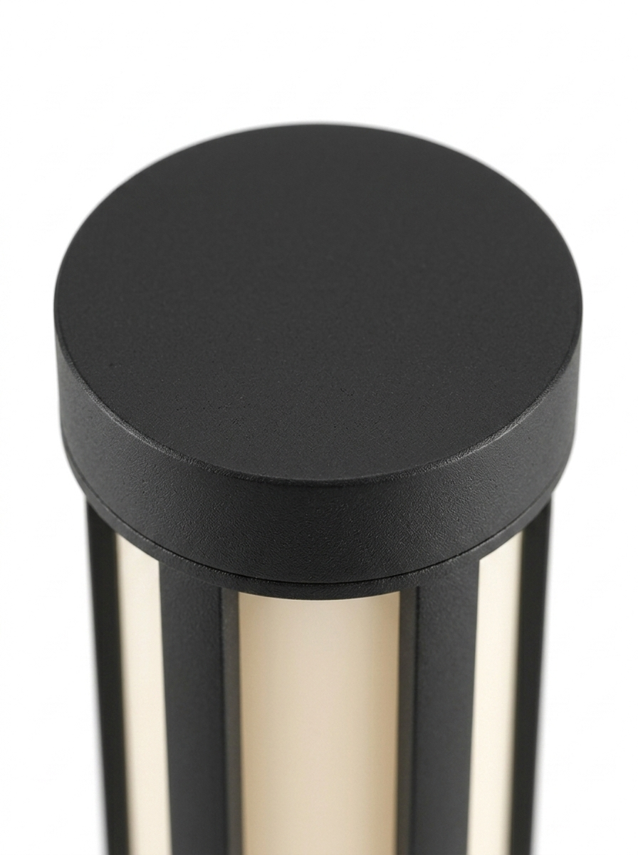 Macro of the matte-black die-cast aluminum top cap