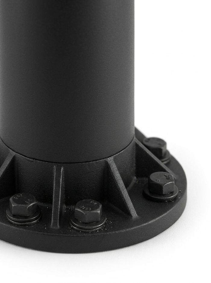 Close-up of the base flange and ground mount