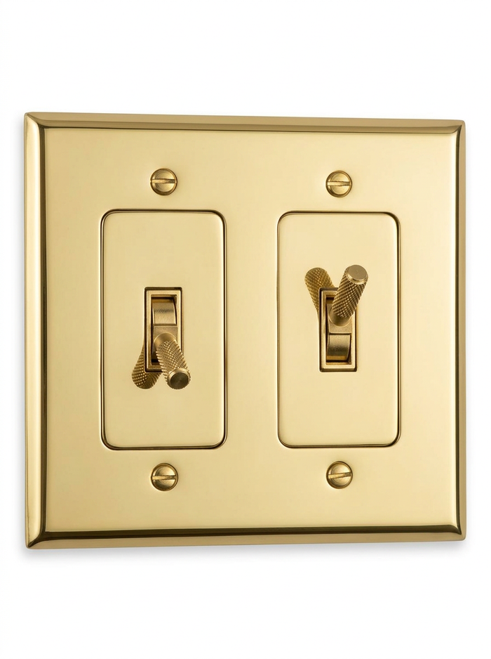 Ansel solid brass toggle switch 2-gang