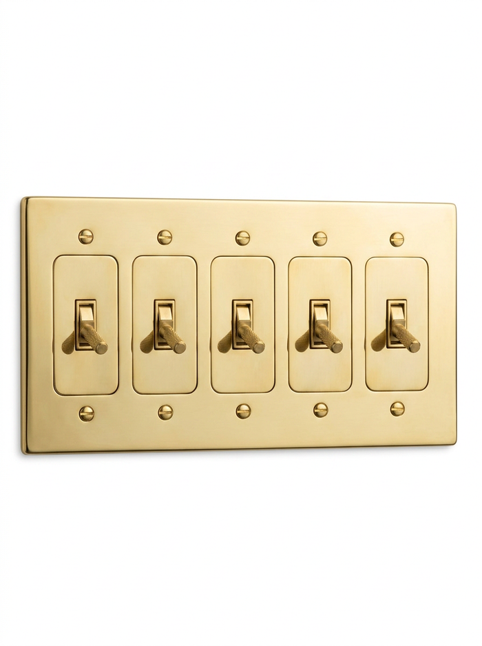 Ansel solid brass toggle switch 5-gang