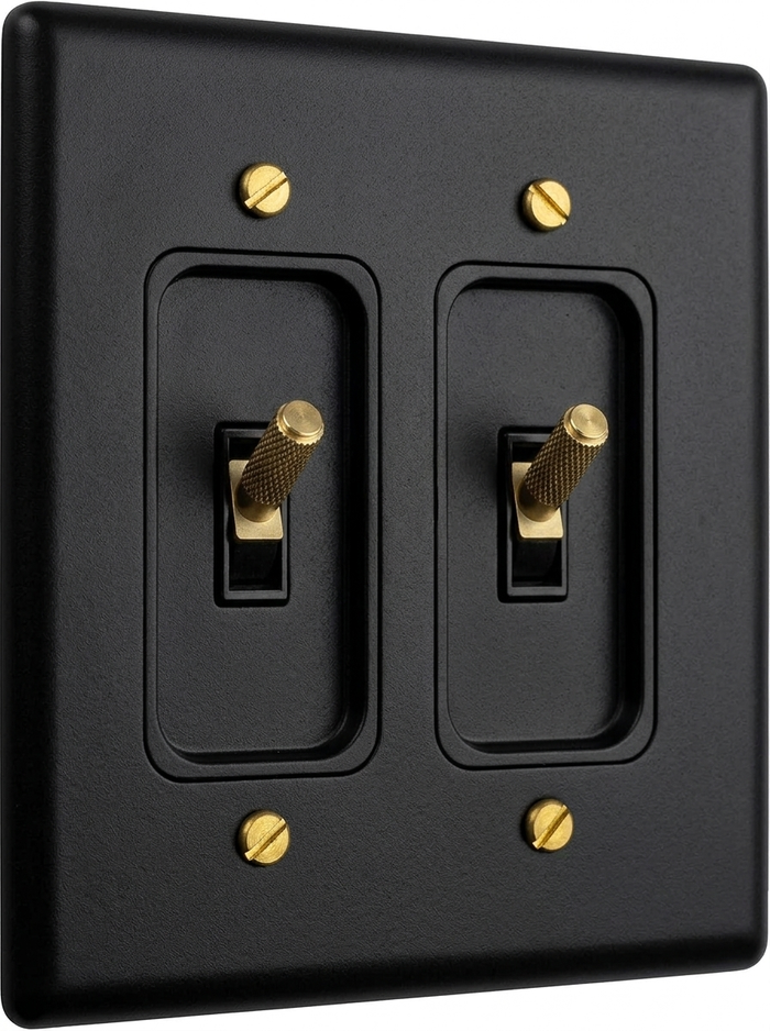 Ansel night black with brass toggle switch 2-gang
