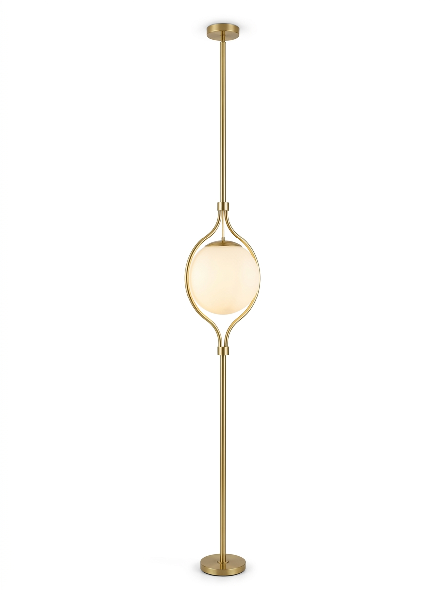 Elin floor-to-ceiling brass globe pole lamp studio