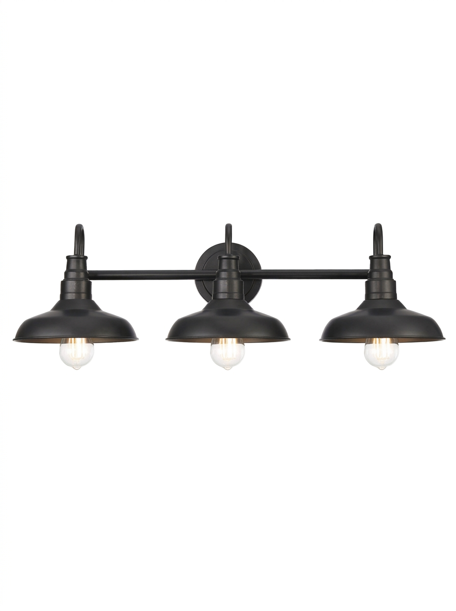 Doria 3-light matte-black farmhouse gooseneck vanity light studio