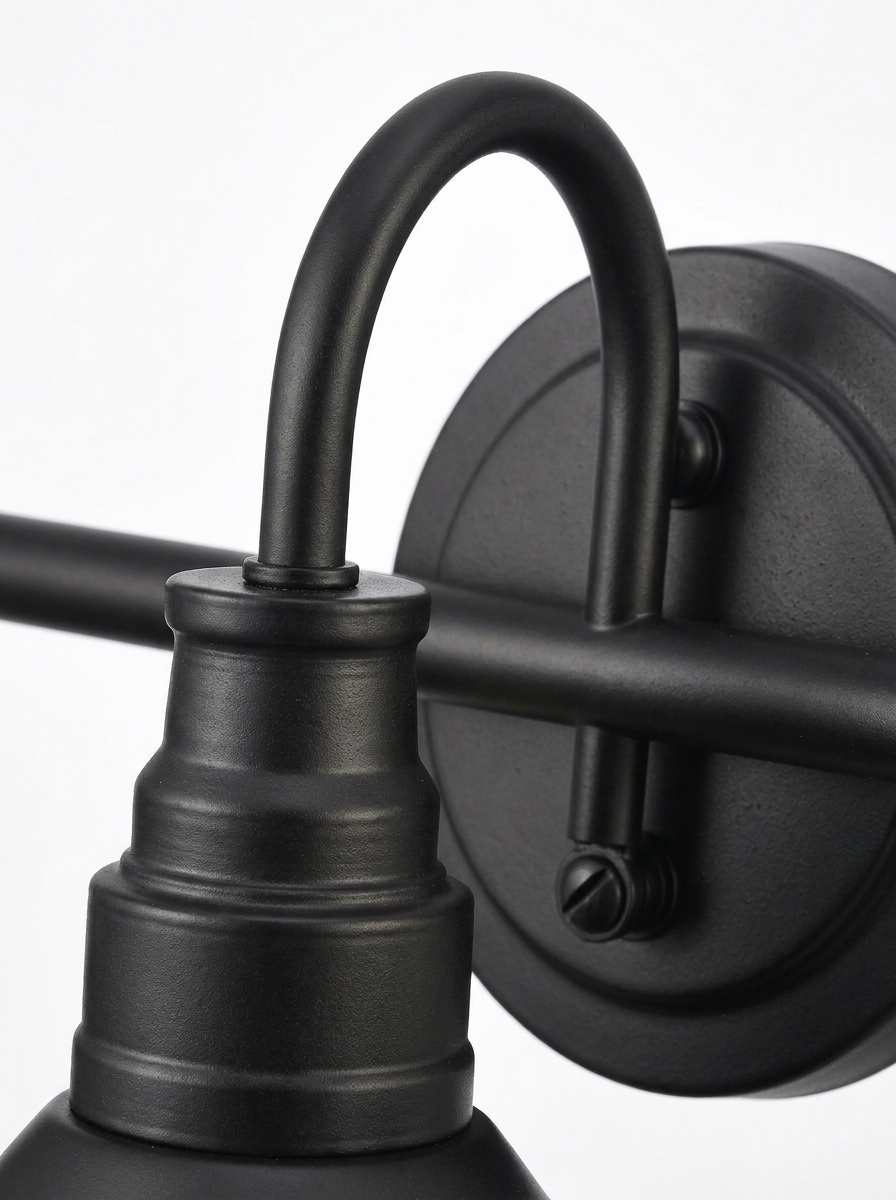 Doria gooseneck arm and round wall backplate close-up