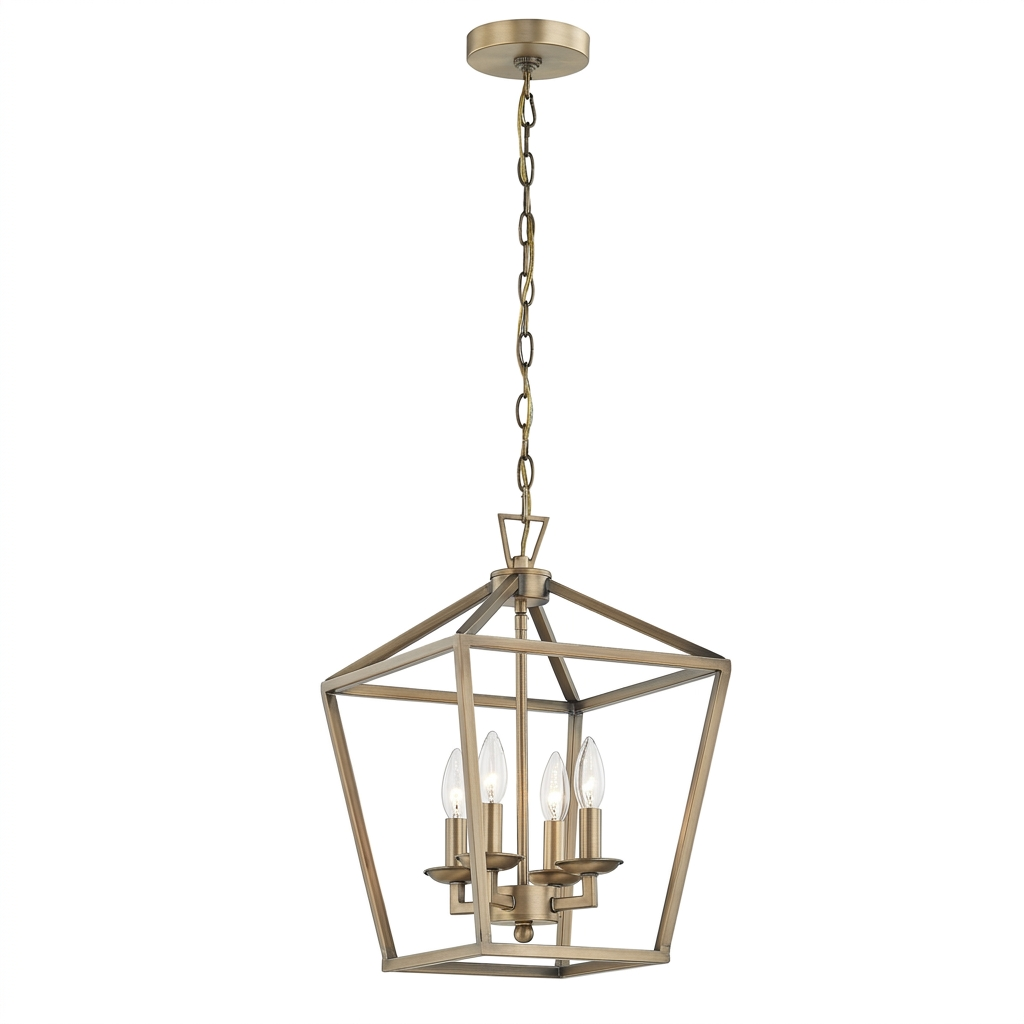 Kerri soft gold farmhouse cage pendant — studio white hero