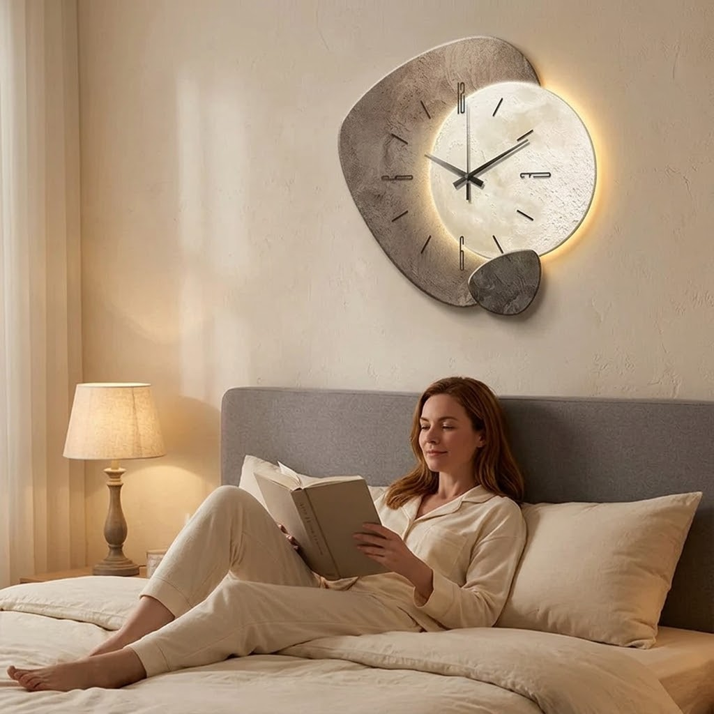 Lunara moon clock in a styled room