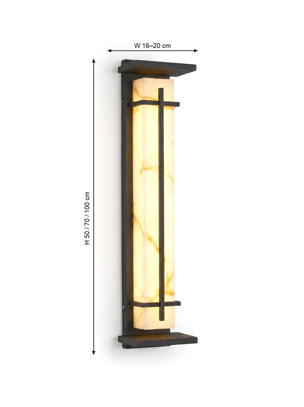 Luminara dimensions: height 50, 70 or 100 cm; width 16 to 20 cm
