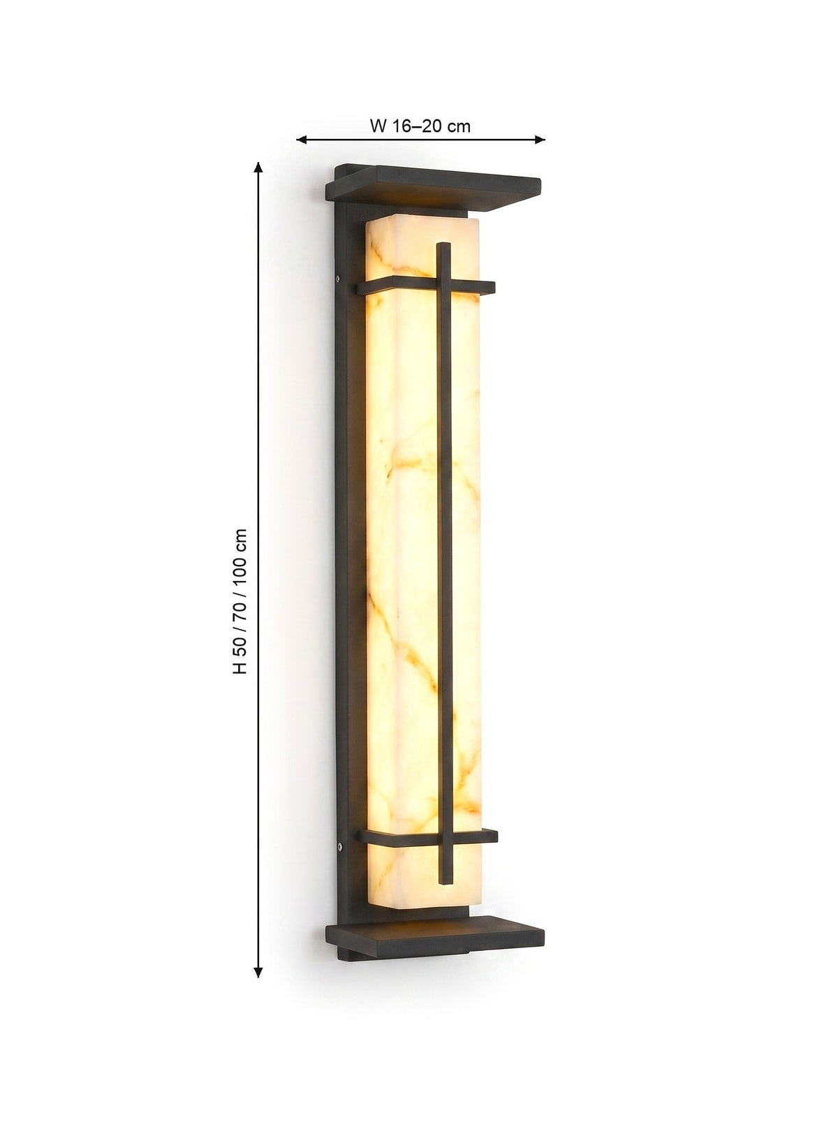 Luminara dimensions: height 50, 70 or 100 cm; width 16 to 20 cm