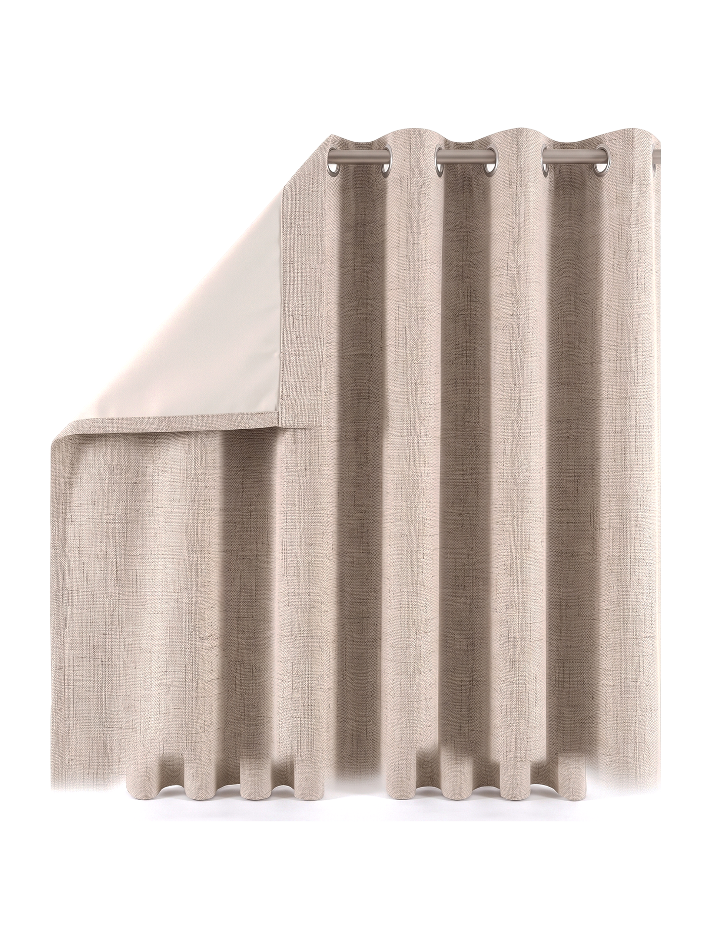 Linden linen curtains, folded panel — studio white