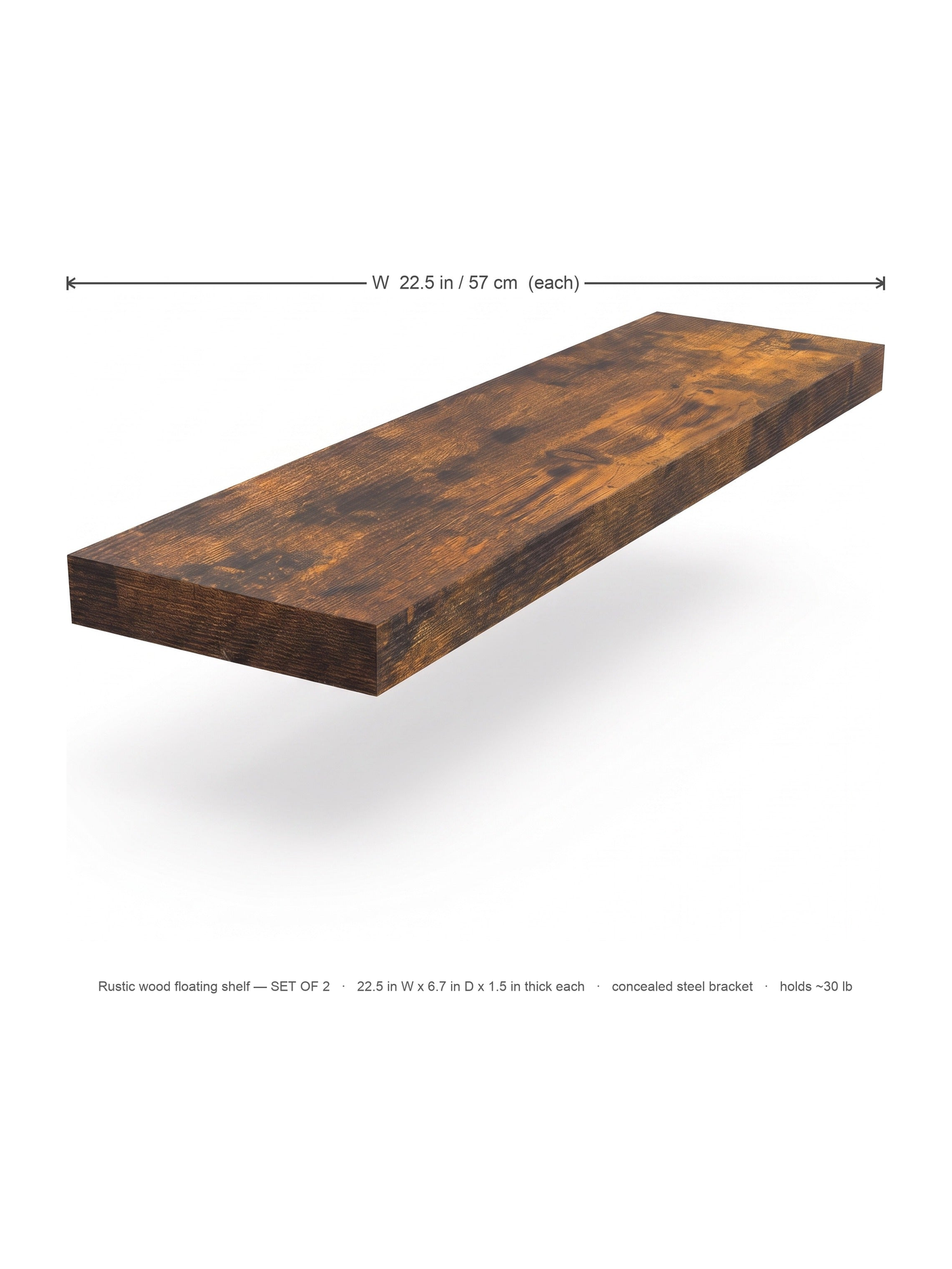 Ridge floating shelves, dimensions