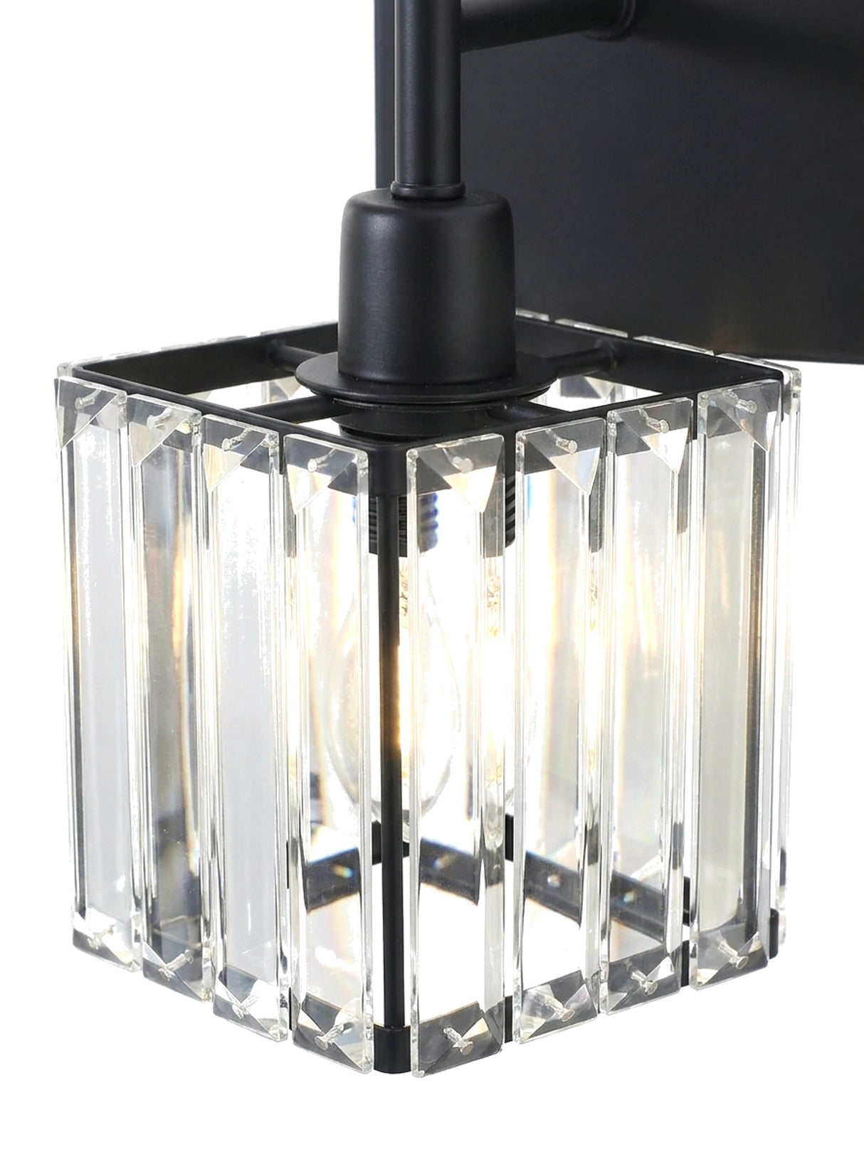 Prisma faceted crystal cube shade, close-up on white