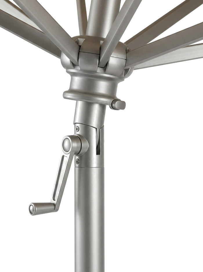 Sera aluminium hub, crank and push-button tilt, close-up on white