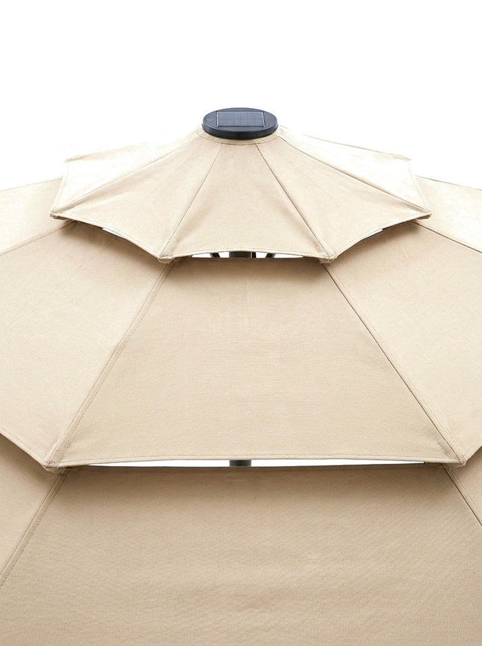Sera three-layer vented top with solar panel, close-up on white