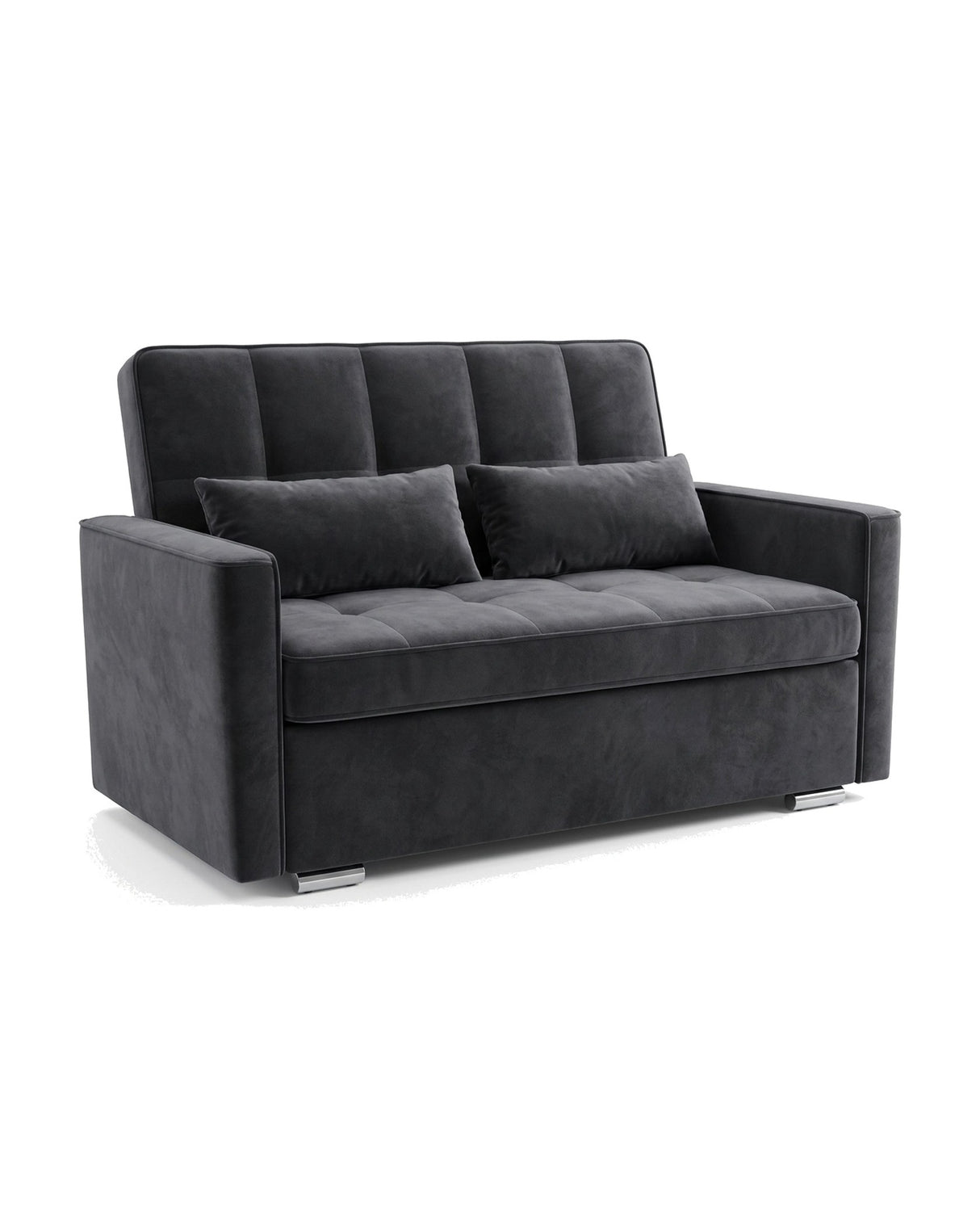 Sonno charcoal-grey velvet convertible loveseat — front studio view