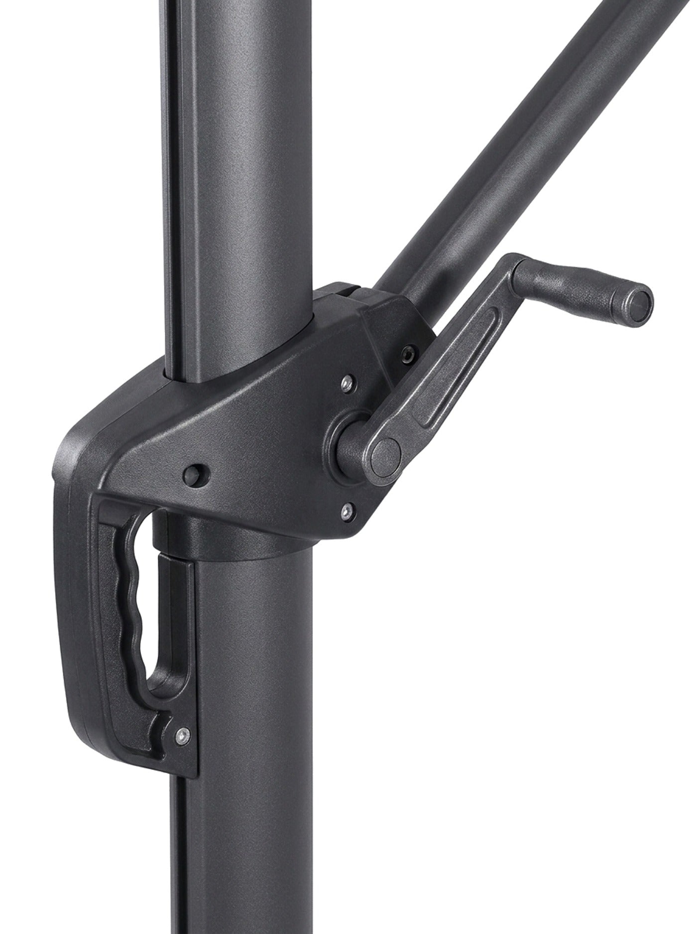 Belvara crank handle mechanism, close-up on white