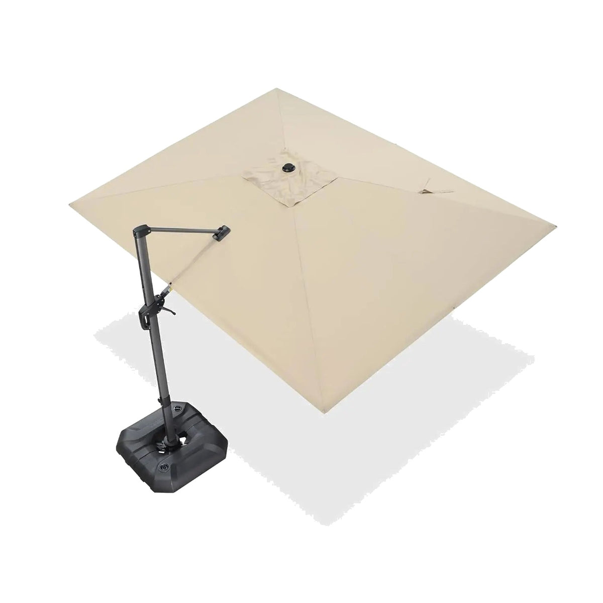 Belvara square cantilever umbrella, sand-beige canopy, studio view on white