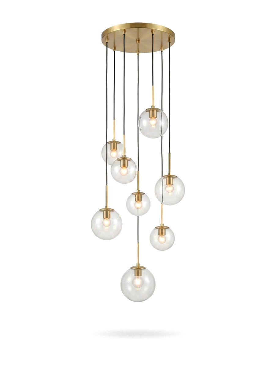 Modern Chandelier with 7 Dimmable Glass Globes — studio white