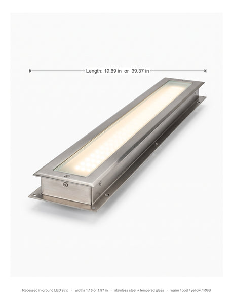 Rill in-ground LED strip light dimensions diagram