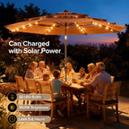 10FT Outdoor Patio Umbrella with Solar LED Lights | Durable & Adjustable Shade for Evening Gatherings