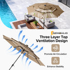 10FT Outdoor Patio Umbrella with Solar LED Lights | Durable & Adjustable Shade for Evening Gatherings