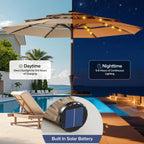 10FT Outdoor Patio Umbrella with Solar LED Lights | Durable & Adjustable Shade for Evening Gatherings