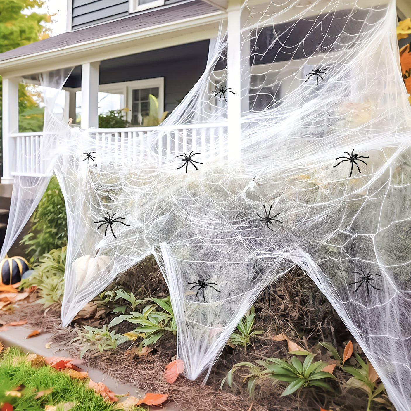 Real 200 sqft Halloween spider web with spiders product photo