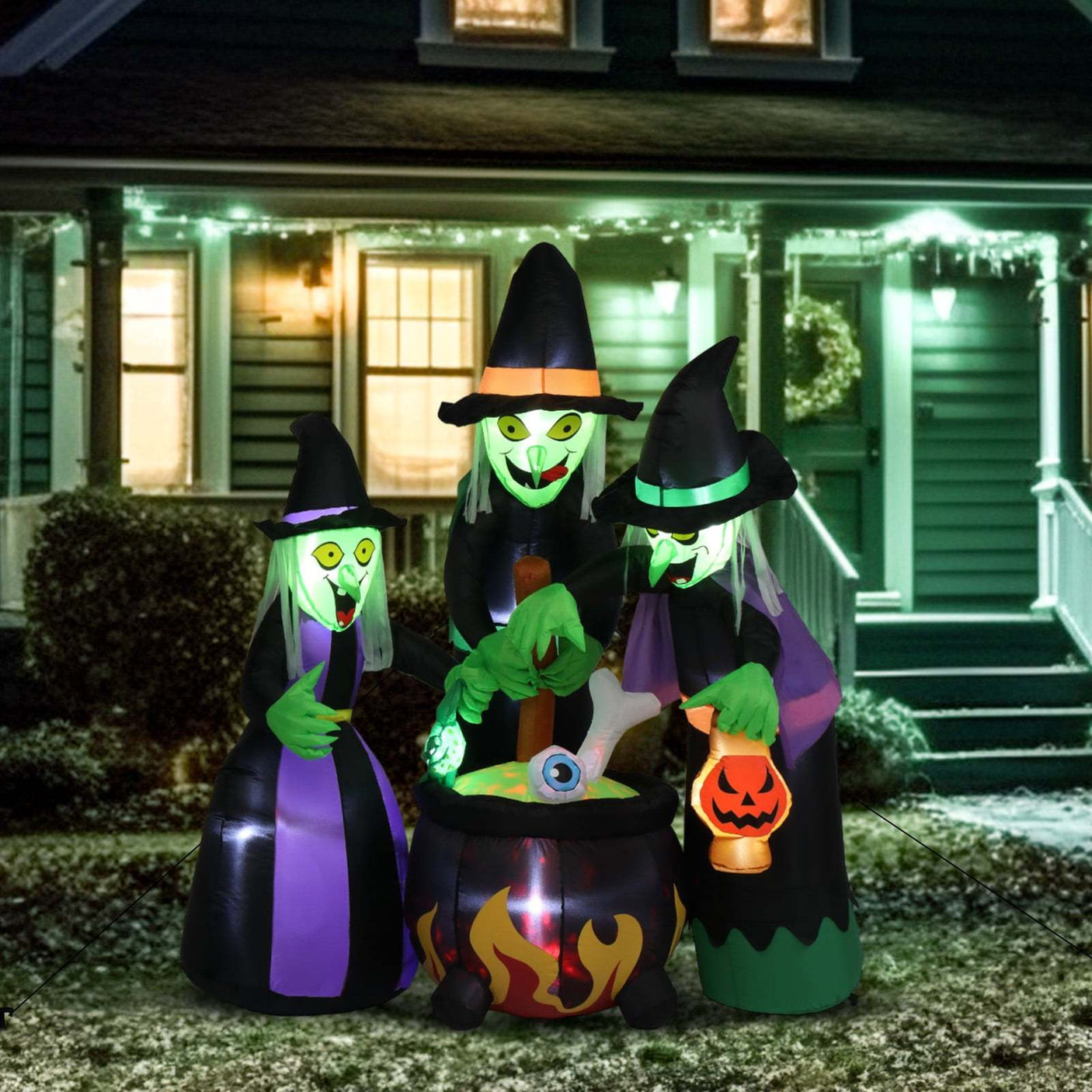 Real 6 ft inflatable Halloween witch cauldron with LED glow