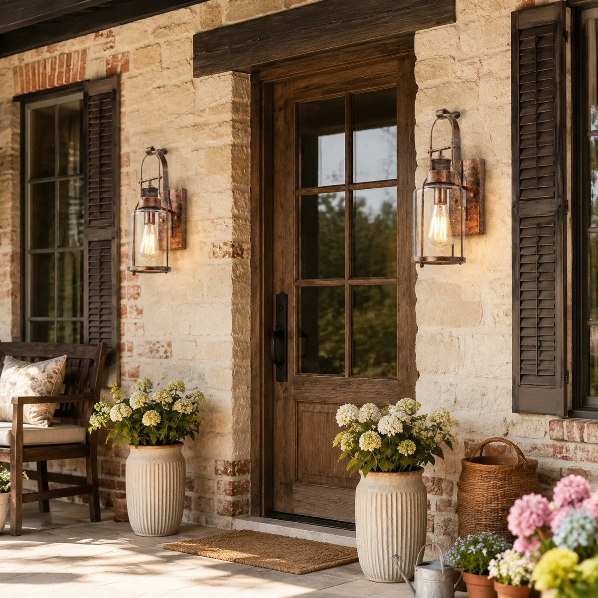 Carson outdoor wall light with vintage lantern styling, product photo 8