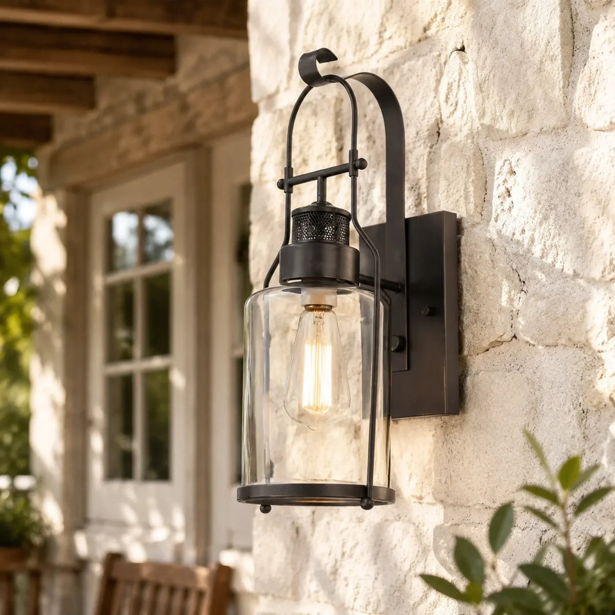 Carson industrial glass jar outdoor wall light, alternate product view