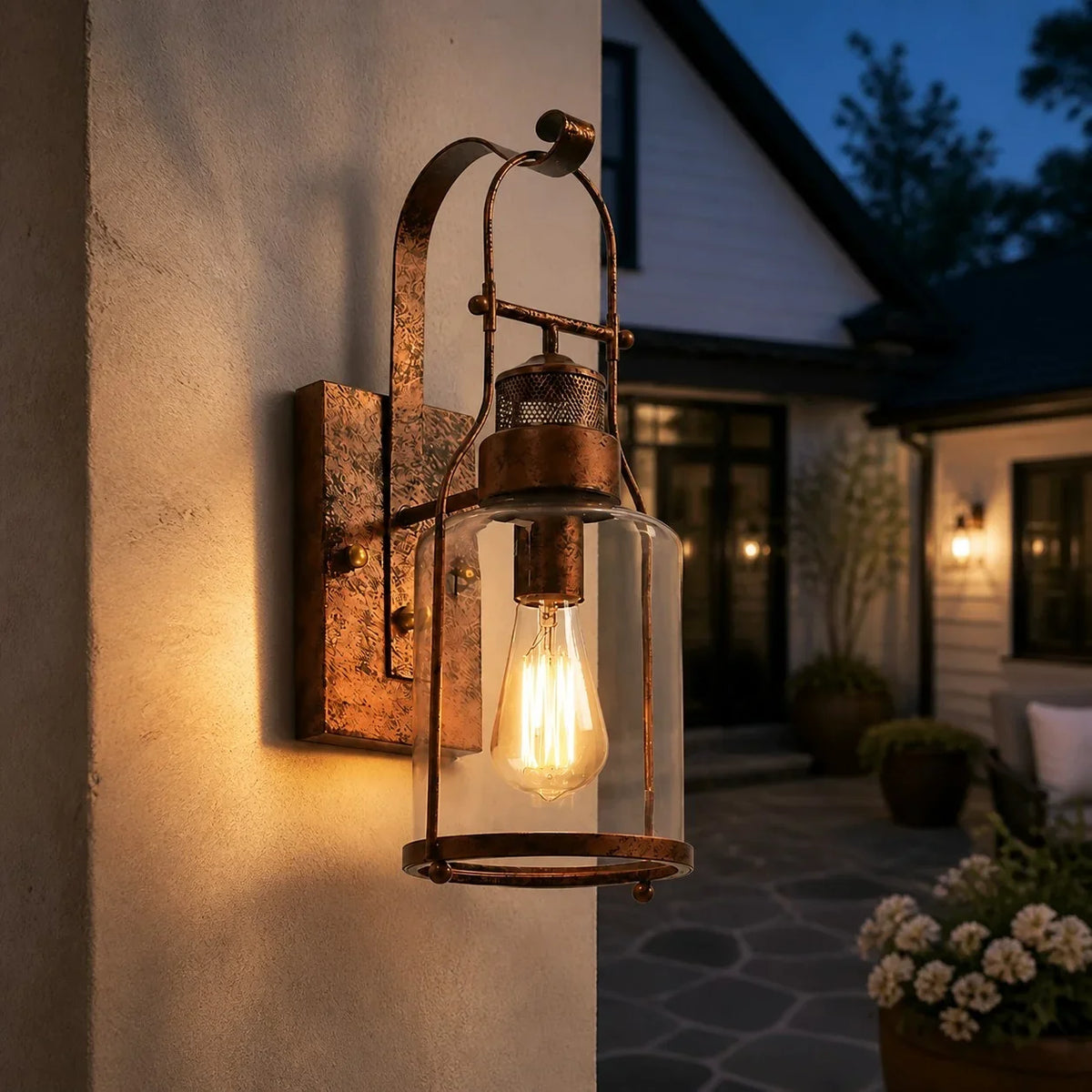Carson outdoor wall sconce shown in a lifestyle setting, image 1