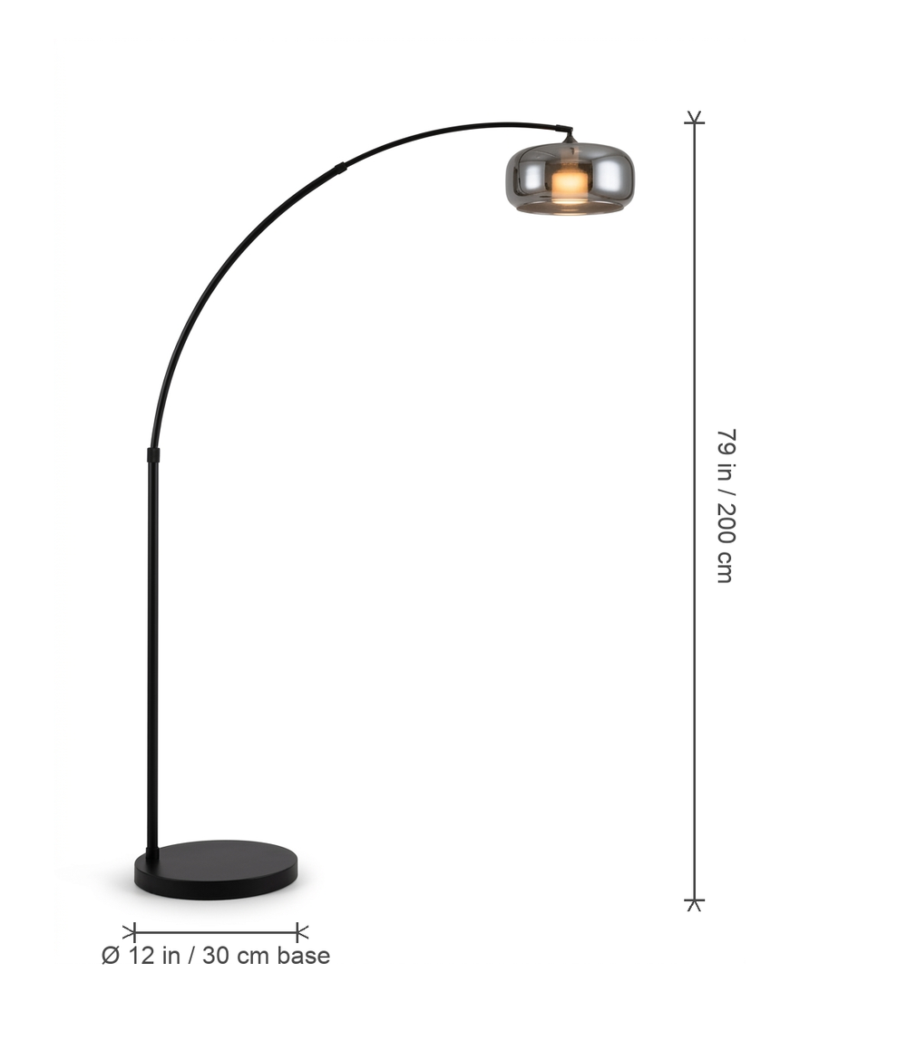 Dara arc floor lamp dimensions diagram