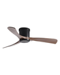 Modern 3-blade wood ceiling fan, walnut blades with black motor, studio on white