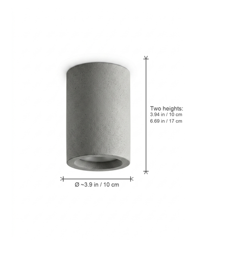 Joss dimensions diagram Ø 3.9 in / 10 cm with two heights 3.94 in and 6.69 in