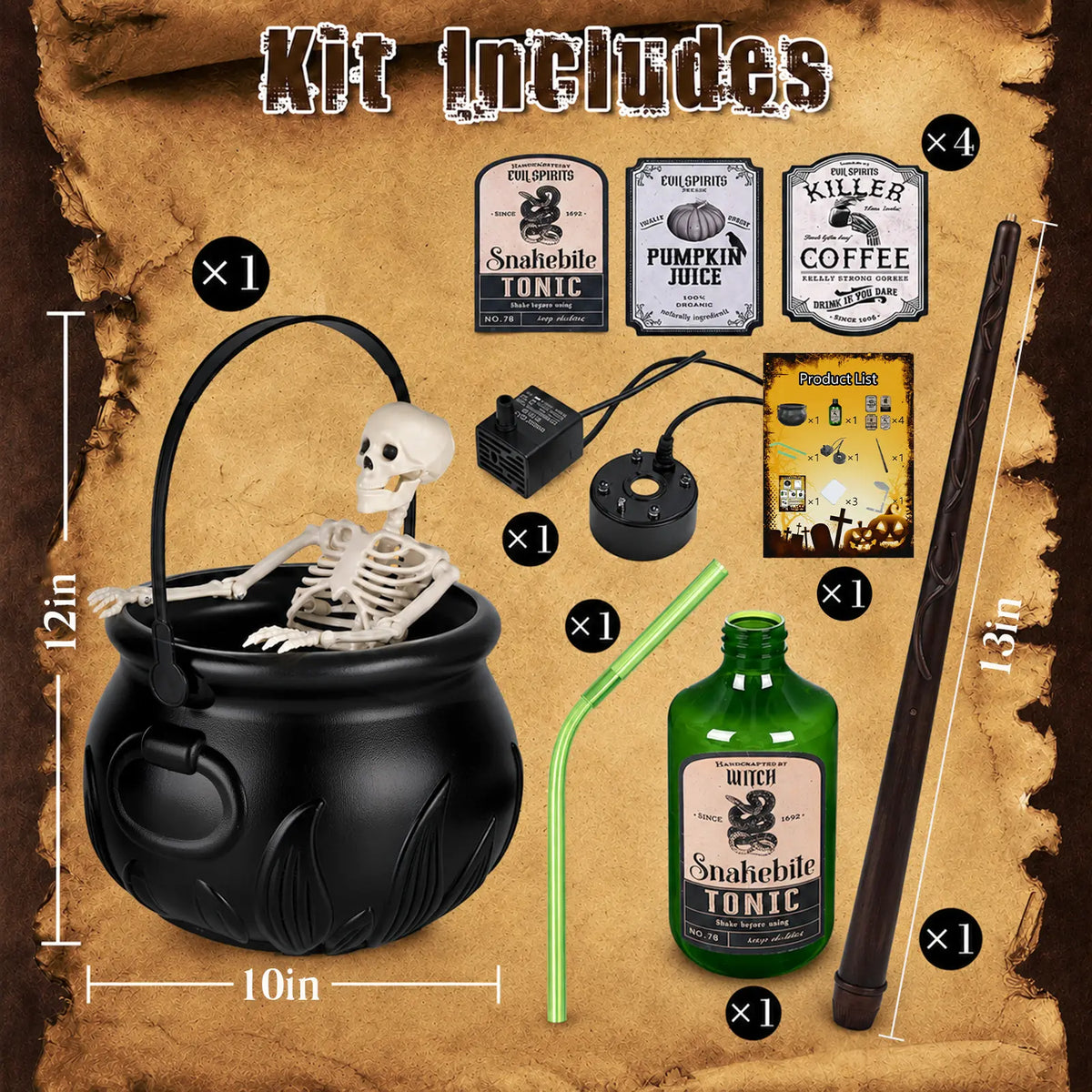 Halloween cauldron mist maker decoration kit, product image 6