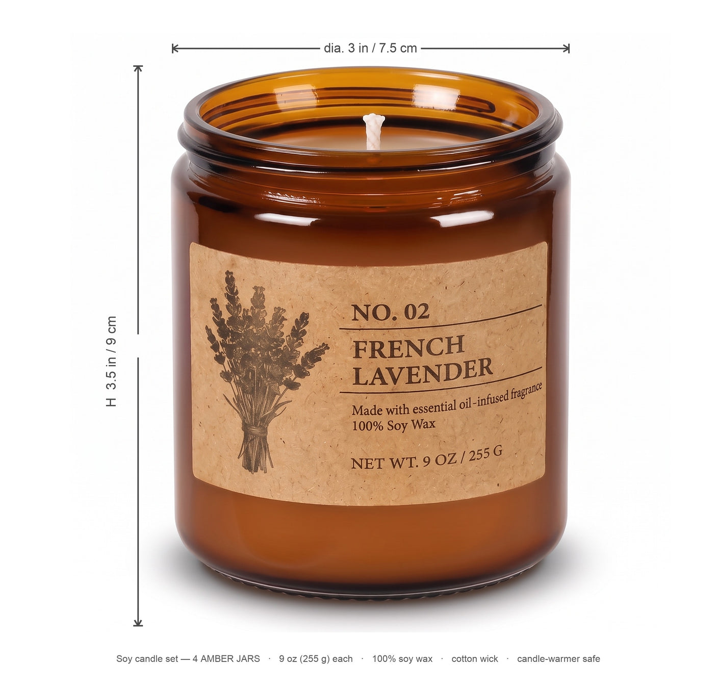 Hearth soy candle set dimensions diagram