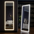 63x20 Inch LED Full Length Floor Mirror with Dimmable Lights and Stand
