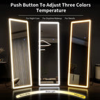 63x20 Inch LED Full Length Floor Mirror with Dimmable Lights and Stand