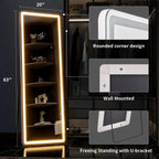 63x20 Inch LED Full Length Floor Mirror with Dimmable Lights and Stand