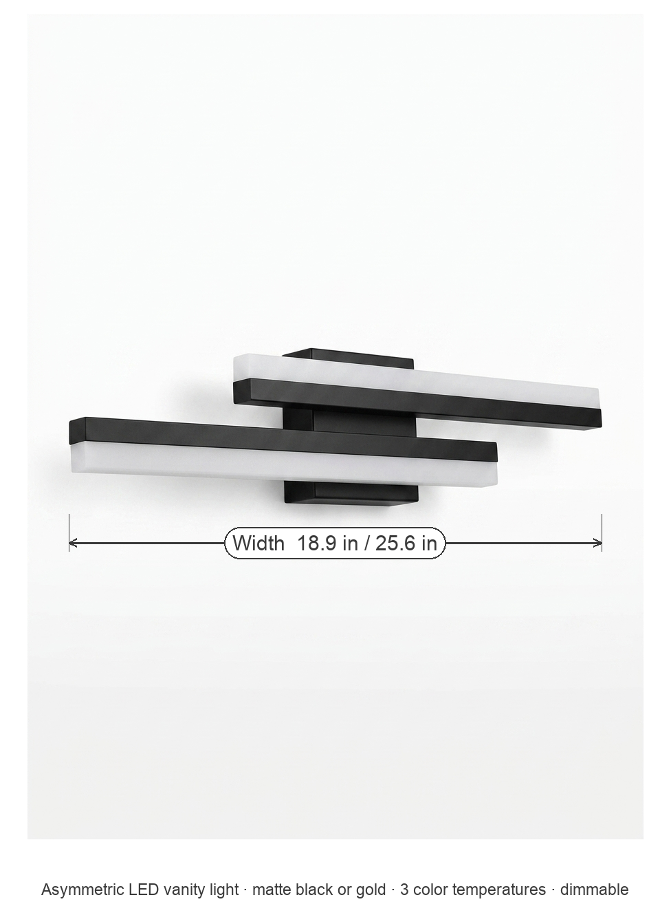 Orla asymmetric vanity light dimensions diagram