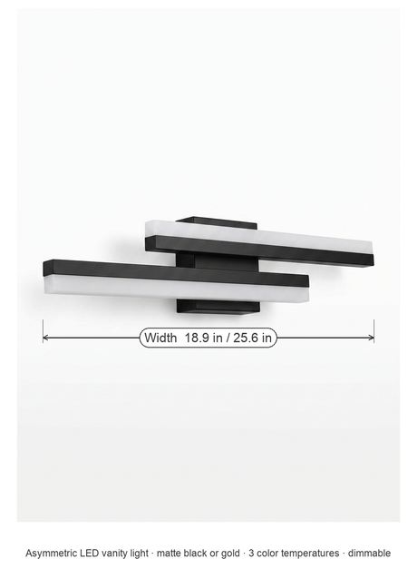 Orla asymmetric vanity light dimensions diagram