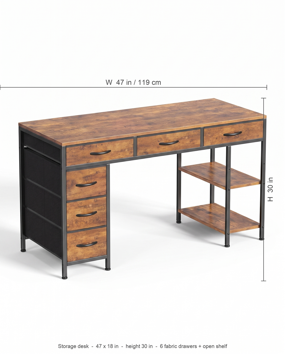 Atelier storage desk dimensions diagram