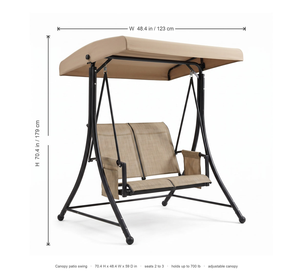 Barcelona outdoor swing dimensions diagram