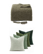 The Cozy Living Set — Fern throw and Sorrel pillows, studio on white