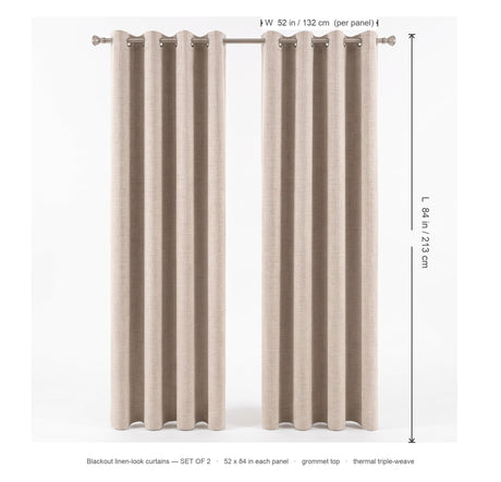 Linden blackout curtains dimensions diagram