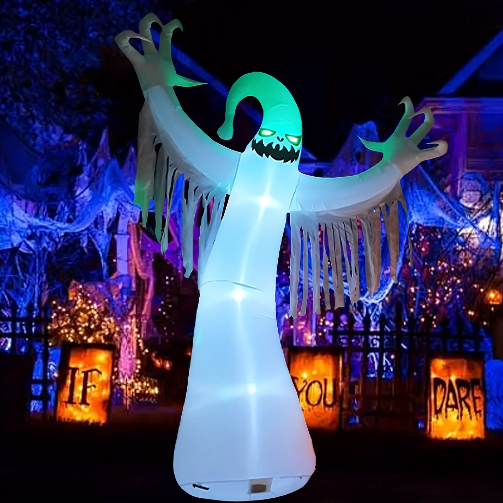 Real 9.8 ft giant ghost inflatable with built-in LEDs
